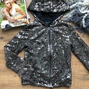 Forever 21 Size Small Sequined Zip up with Hood